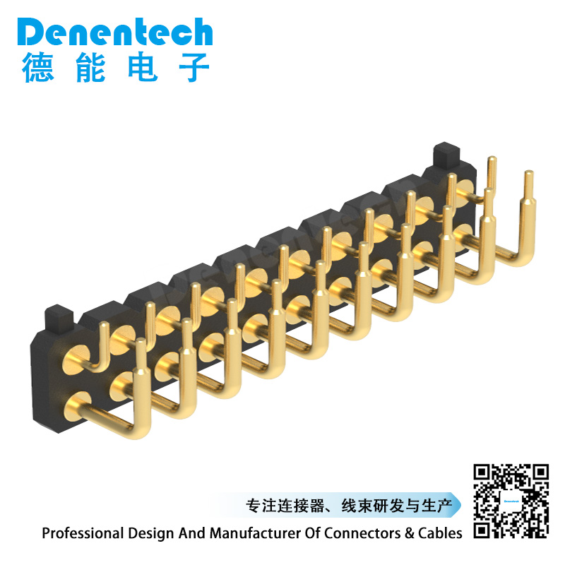 Denentech hot sale 3.0MM H1.27MM dual row male right angle DIP pogo pin with peg